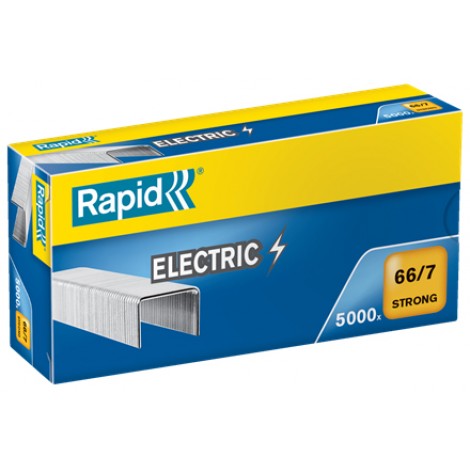 66/7 Strong Electric - Punti per cucitrici - Scatola 5000 punti in filo metallico extra strong, lunghezza gamba 7mm per cucire fino a 30 fogli - Prezzo singolo, ord. minimo 5pz