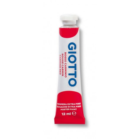 Tempera ultrafine concentrata in tubetto di alluminio, densa e coprente, diluibile con acqua 12ml colore rosso carminio