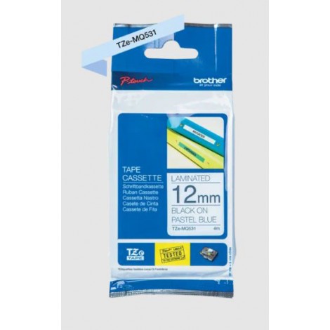 Nastro tipo TZe per PT-H500 12mm x 4m, nero su blu pastello