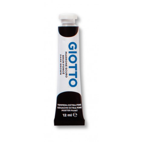 Tempera ultrafine concentrata in tubetto di alluminio, densa e coprente, diluibile con acqua 12ml colore marrone