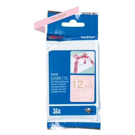 Brother Nastro tipo TZe per PT-1010/1280, 12mm x 4m, oro su rosa