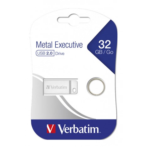 Verbatim Pen Drive metal executive USB 2.0 da 32GB - Flash Drive 32GB, velocità di lettura fino a 12MB/s e velocità di scrittura fino a 5MB/s - 1pz
