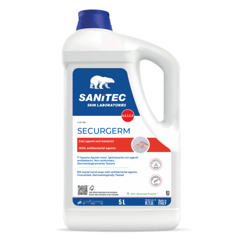 Sapone liquido mani Securgerm non profumato con antibatterico tanica 5 lt   1031