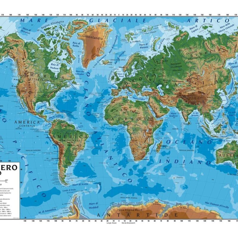 Carta geografica Planisfero bifacciale fisica e politica 100x140 cm