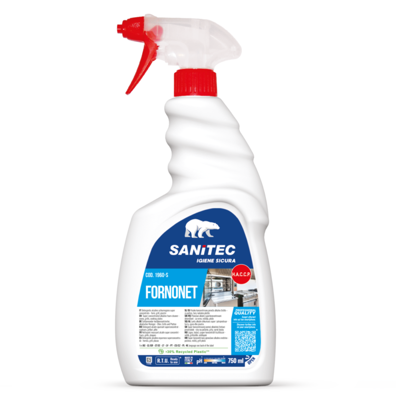 Detergente alcalino schiumogeno Fornonet Sanitec flacone da 750 ml