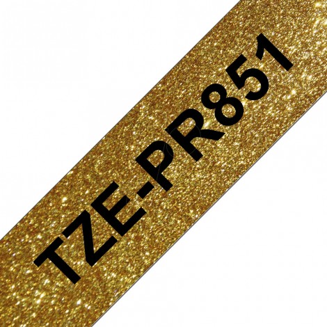 Brother TZEPR851 Nastro tipo TZe per PT-2450/3600/7500, 24mm x 8m, nero su oro glitter