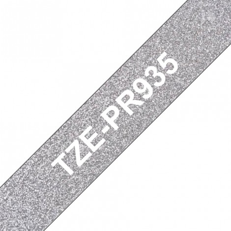 Brother TZEPR935 Nastro tipo TZe per PT-2450/3600/7500, 12mm x 8m, bianco su argento glitter