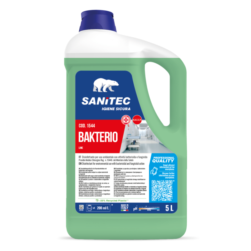 Detergente disinfettante Bakterio per uso ambientale lime tanica da 5 lt
