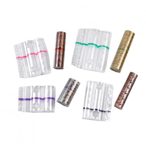Holenburg Calibro per monete 1 euro - Portamonete per singola denominazione, colore fascia gialla, capacita` 25 monete - 100pz