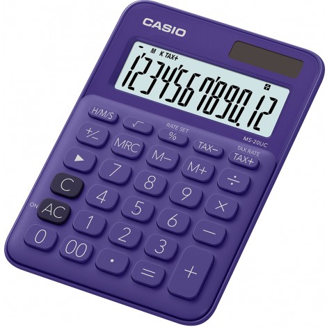 Casio Calcolatrice da tavolo MS 20UC, display 12 cifre colore viola