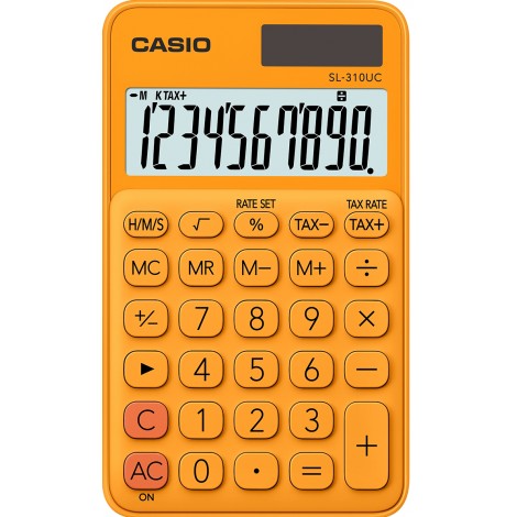 Casio Calcolatrice tascabile SL 310UC, display 10 cifre colore arancione