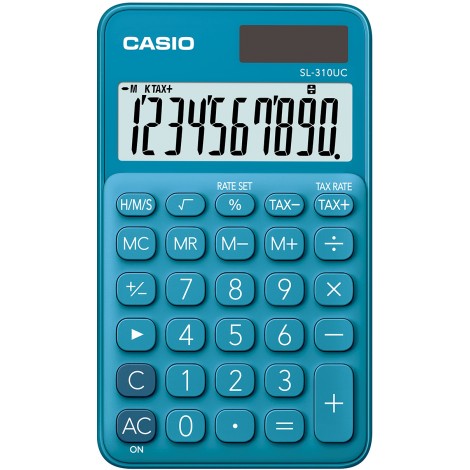 Casio Calcolatrice tascabile SL 310UC, display 10 cifre colore blu