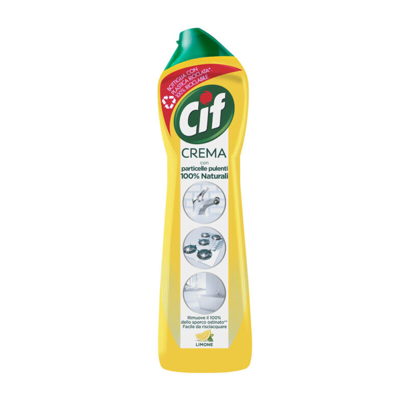 Cif crema con particelle pulenti 100% naturali limone flacone da 500 ml