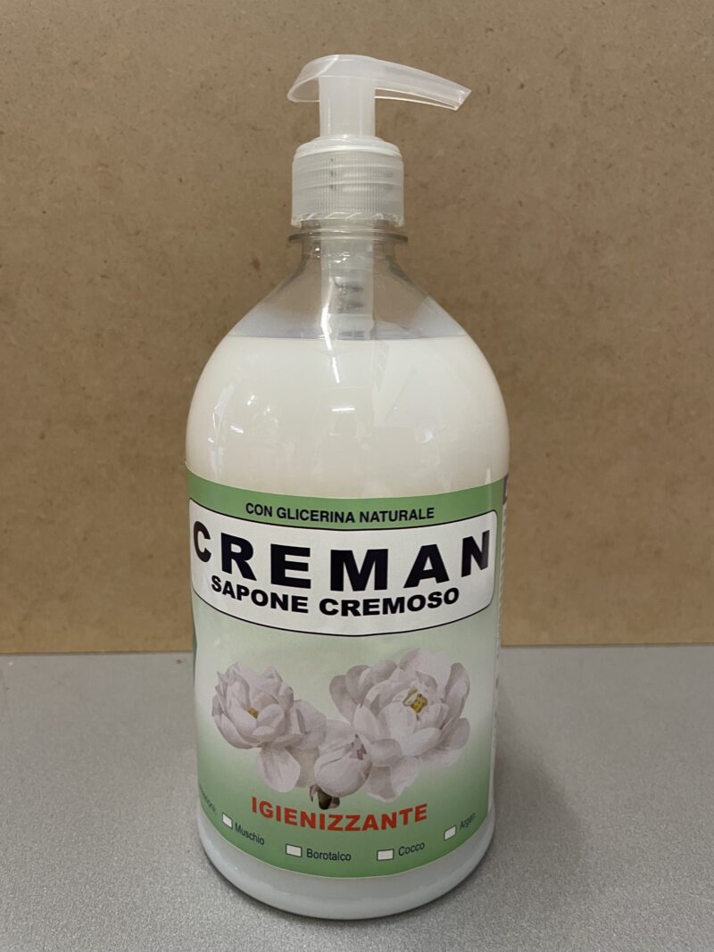 Sapone igienizzante per mani Creman flacone da 1 lt con dosatore