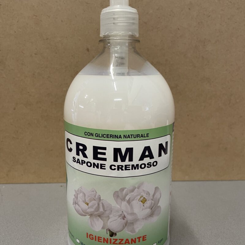 Sapone igienizzante per mani Creman flacone da 1 lt con dosatore