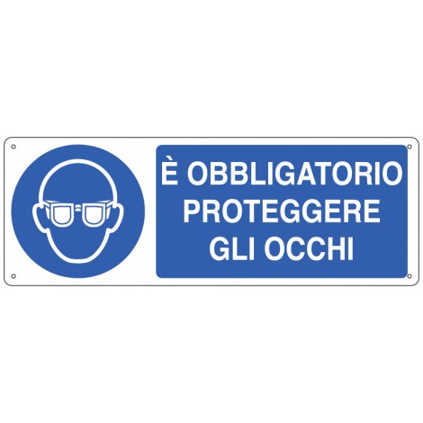 Cartelli Segnalatori – Cartello "E` obbligatorio proteggere gli occhi" 35×12,5cm - 1pz