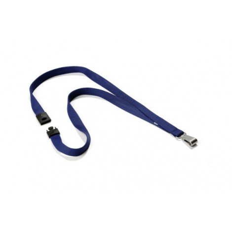 Durable Cordoncini SOFT COLOUR 15mm, con moschettone e clip, colore blu scuro  10pz