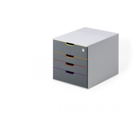 Durable Cassettiera da scrivania Varicolor 4 cassetti, con serratura 280x292x356mm