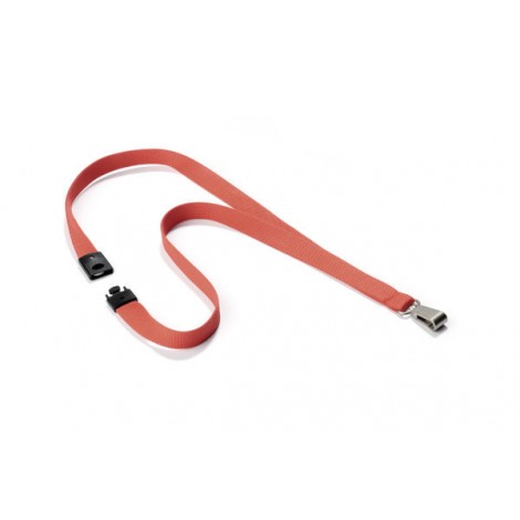 Durable Cordoncini SOFT COLOUR 15mm, con moschettone e clip, colore corallo 10pz