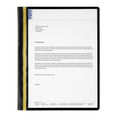 Durable Durabind – Cartellina per rilegatura mediante punti metallici e bande longitudinali adesive. Dotato di copertina anteriore trasparente e copertina posteriore colorata, entrambe in PVC colore nero – Prezzo singolo, ord. minimo 25pz