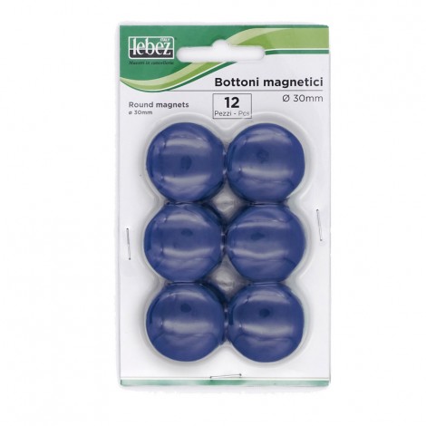 Lebez Bottoni magnetici colore blu 30mm  - 12pz