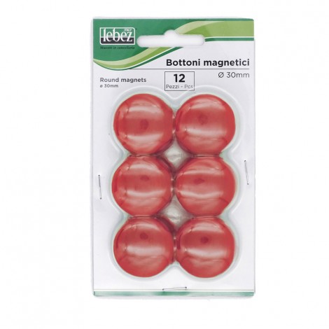 Lebez Bottoni magnetici colore rosso 30mm  - 12pz