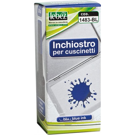 Lebez Inchiostro a base d`acqua per timbri, contenuto 30ml colore blu - 1pz