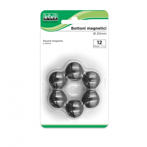 Lebez Bottoni magnetici colore nero 20mm - 12pz