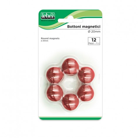 Lebez Bottoni magnetici colore rosso 20mm - 12pz