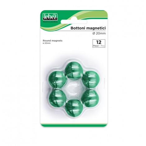 Lebez Bottoni magnetici colore verde 20mm - 12pz