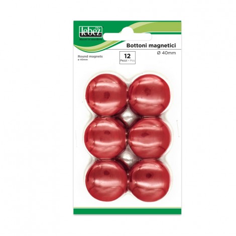 Lebez Bottoni magnetici colore rosso - 12pz