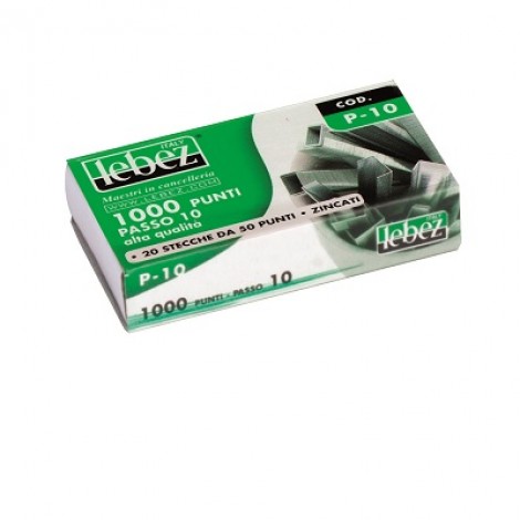 Lebez Passo 10 - Punti per cucitrici - Scatola 1000 punti in filo metallico, lunghezza gamba 4mm per cufire fino a 12 fogli - 1pz
