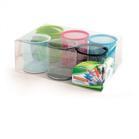 Lebez Portapenne in rete colorata colori assortiti, set 6pz
