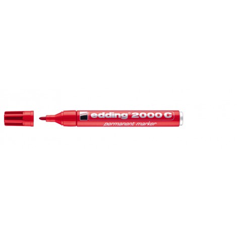 Edding 2000C - Marcatore permanente con inchiostro a base d`alcool, resistente all`acqua tratto 1,5-3mm colore rosso - Prezzo singolo, ord. minimo 10pz
