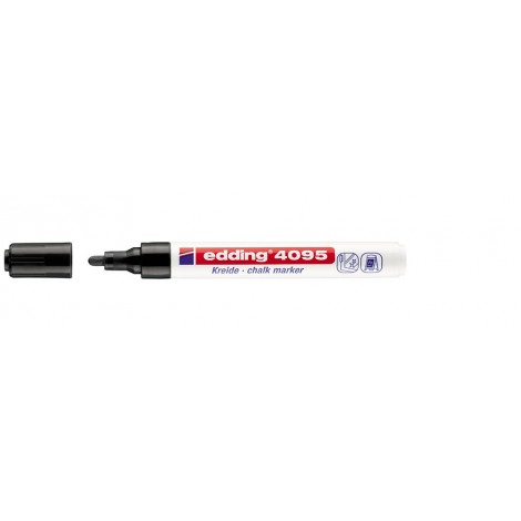 Edding 4095 – Marcatore per lavagne a gesso liquido, cancellabile con un panno umido da tutte le superfici non porose tratto 2-3mm colore nero – Prezzo singolo, ord. minimo 10pz