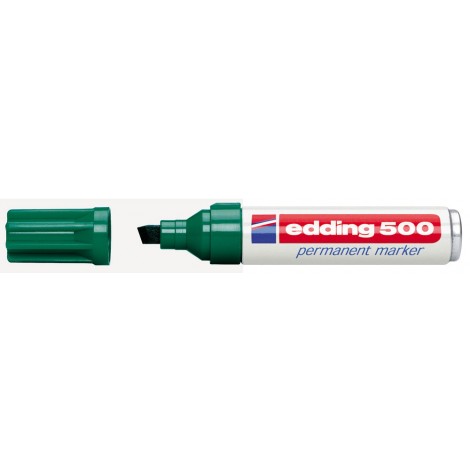 Edding 500 - Marcatore permanente con inchiostro a base d`alcool, resistente all`acqua tratto 2-7mm colore verde - Prezzo singolo, ord. minimo 10pz
