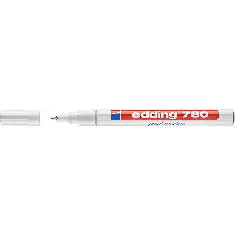 Edding 780 - Marcatore permanente a vernice, altamente coprente e resistente all`acqua tratto 0,8mm colore bianco - Prezzo singolo, ord. minimo 10pz