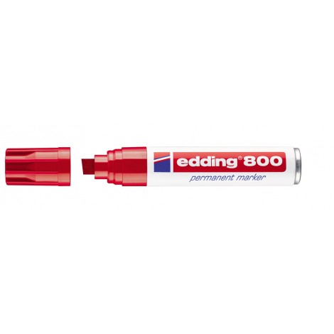 Edding 800 – Marcatore permanente con inchiostro a base d`alcool, resistente all`acqua tratto 4-12mm colore rosso – Prezzo singolo, ord. minimo 5pz