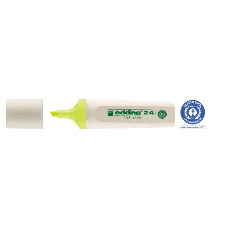 Edding Evidenziatore ECOLINE, punta a scalpello, almeno il 90% del cappuccio e dello stelo sono composti da materie prime rinnovabili colore giallo