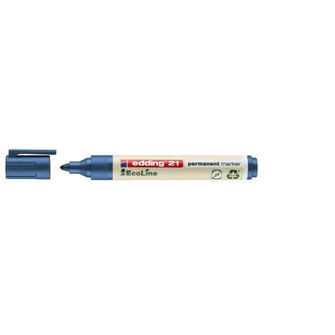 Edding EcoLine Marcatore permanente con inchiostro a base d`alcool, resistente all`acqua tratto 1,5-3mm colore blu - Prezzo singolo, ord. minimo 10pz