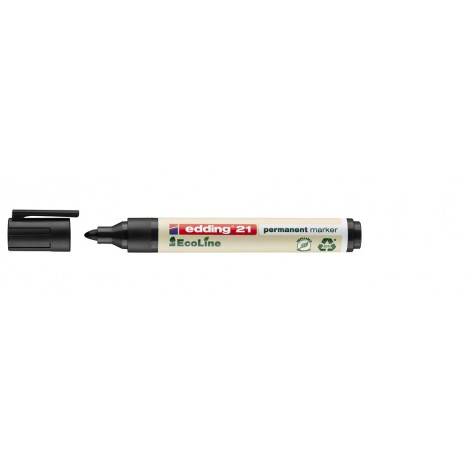 Edding EcoLine Marcatore permanente con inchiostro a base d`alcool, resistente all`acqua tratto 1,5-3mm colore nero – Prezzo singolo, ord. minimo 10pz