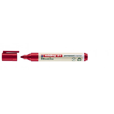 Edding EcoLine - Marcatore permanente con inchiostro a base d`alcool, resistente all`acqua tratto 1,5-3mm colore rosso - Prezzo singolo, ord. minimo 10pz