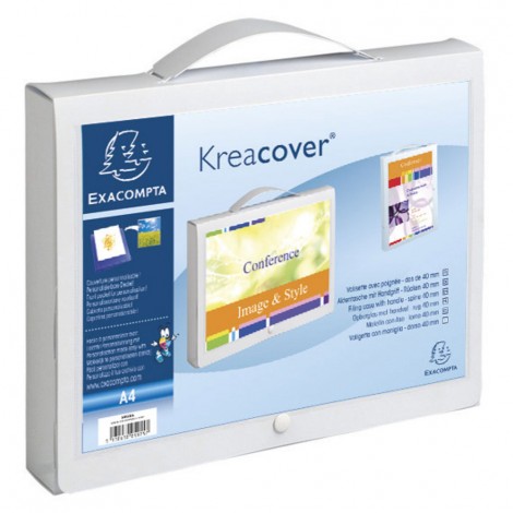 Exacompta Valigetta portadocumenti KREACOVER 25x33x4cm, personalizzabile, con maniglia colore bianco