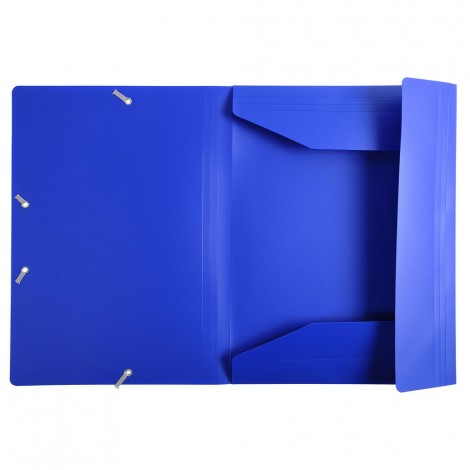Exacompta Cartellina in PPL a 3 lembi con elastico agli angoli, formato 24x32cm, 400micron colore blu.