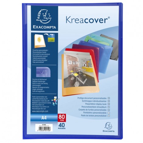 Exacompta Krea Cover Portalistini personalizzabile in PPL con 40 buste, formato utile 21x29,7cm, finitura a buccia d`arancia - 1pz