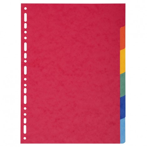 Exacompta Intercalari carta 6 tasti, col. assortiti - Divisore in cartoncino colorato con foratura universale, tasti personalizzabili, formato A4, 220gr - 1pz