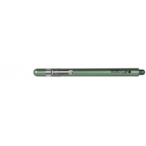 Tratto clip - Penna punta in fibra e inchiostro a base d`acqua, fusto metallizzato e clip in acciaio inox tratto 0,3mm colore verde - Prezzo singolo, ord. minimo 12pz