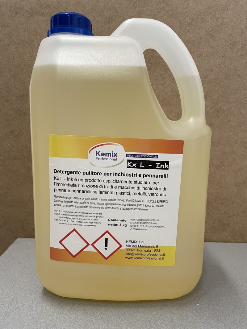 Detergente Kx L-Ink per inchiostri e pennarelli tanica da 5 lt