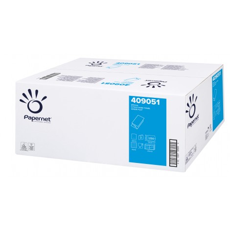 Papernet Asciugamani piegati a V, 250 strappi, formato 24x21cm, goffratura wave, 2 veli