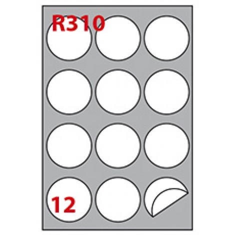 Markin 1.200 etichette adesive bianche permanenti rotonde Ø60mm, 12 etichette per foglio - 100 fogli